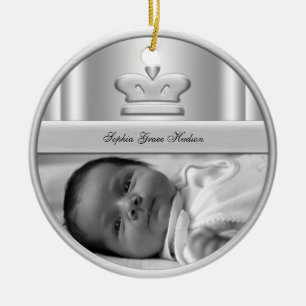 Ornamento de plata de la foto de la niña de
