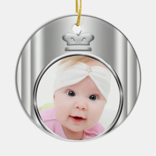 Ornamento de plata de la foto de la niña de