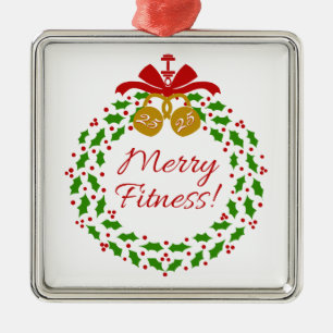Ornamento de plata Merry Fitness Wreath Premium