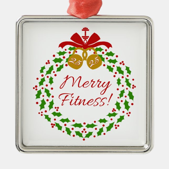 Ornamento de plata Merry Fitness Wreath Premium (Frente)