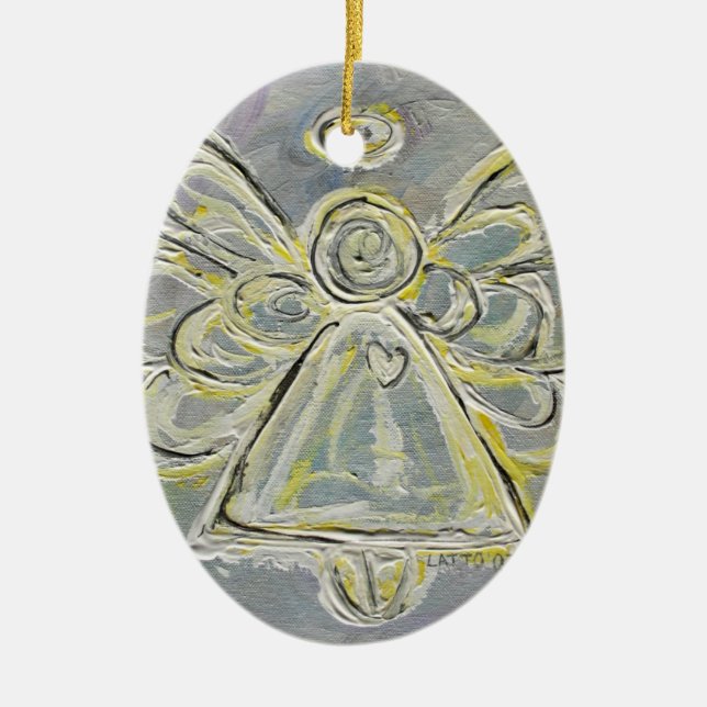 Ornamento de plata y ángel blanco (Frente)