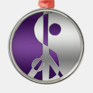 Ornamento de plata y púrpura del símbolo de paz