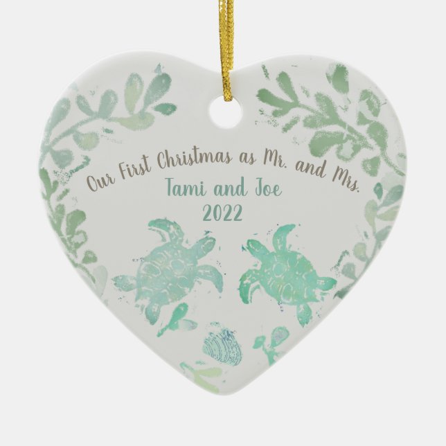 Ornamento de playa costera de tortuga costera de v (Frente)