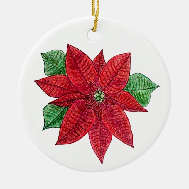 Ornamento de Poinsetta - Fondo blanco (Frente)