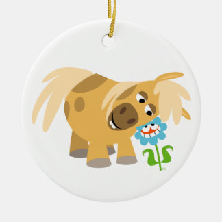 Ornamento de Pony y Flor del Personalizado de Lici