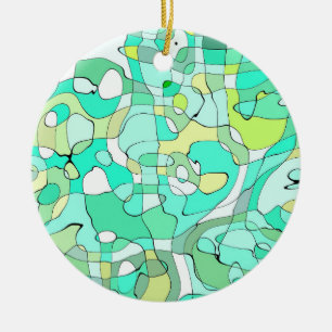 Ornamento de porcelana de calamares verdes