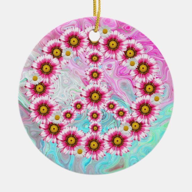 Ornamento de porcelana de flores de paz (Frente)