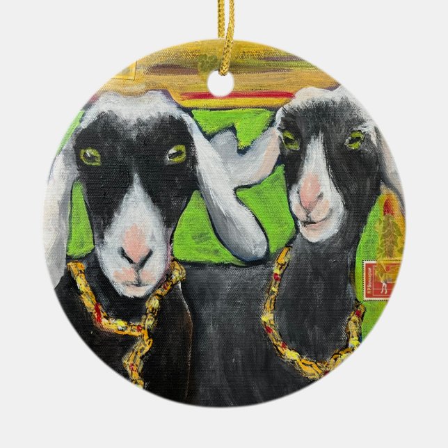 Ornamento de porcelana de Goat Girlfriend (Frente)