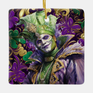 Ornamento de porcelana de Mardi Gras Jester