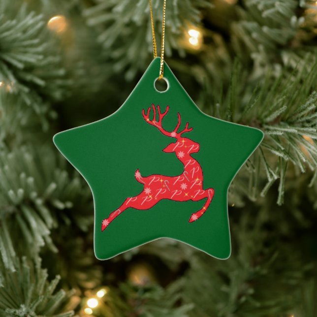 Ornamento de Prancer en verde. Rosa, Azul. (Árbol)