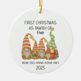 Ornamento de primera familia navideña de cinco gno
