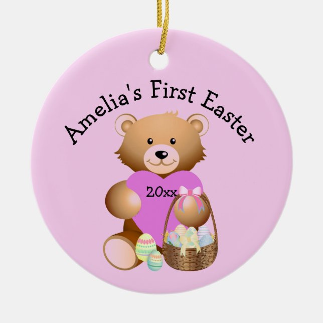 Ornamento de primera Pascua del nombre de su hijo (Frente)