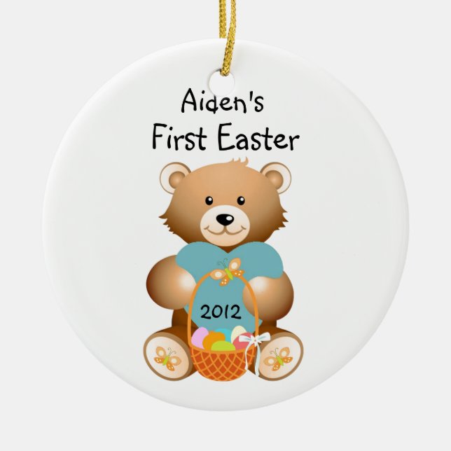 Ornamento de primera Pascua del nombre de su hijo (Frente)