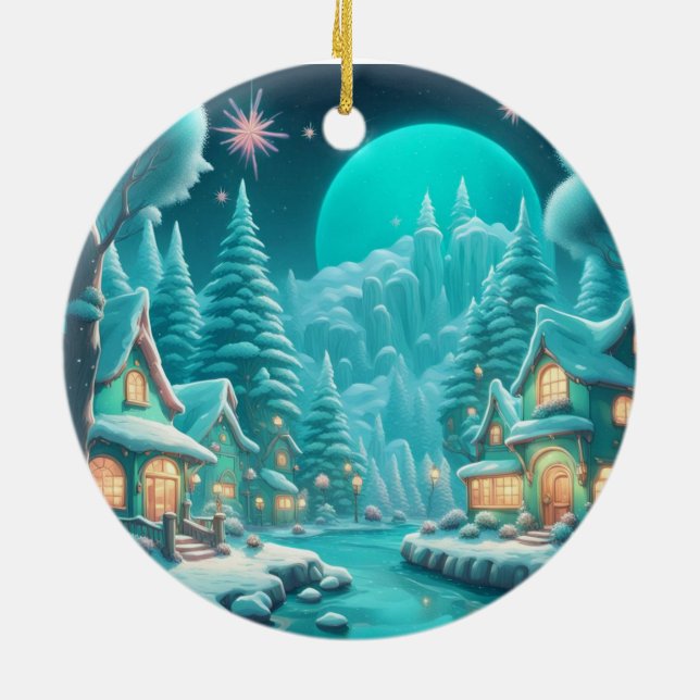 Ornamento de pueblo de Winter Wonderland (Atrás)