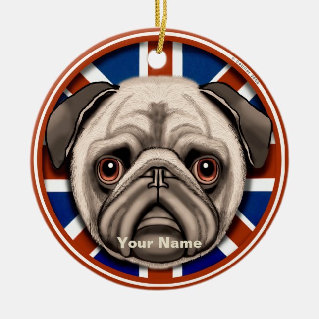 Ornamento de Pug de Inglaterra (Frente)