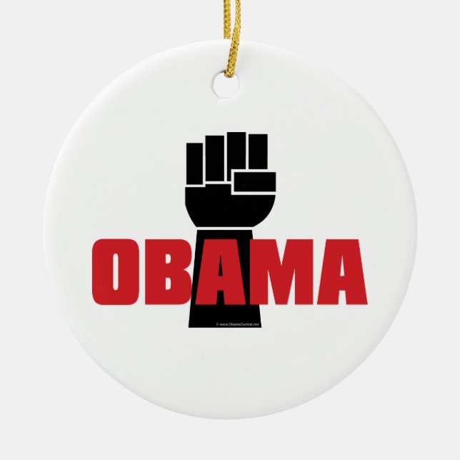 Ornamento de Puño Negro Levantado de Obama Bien He (Frente)