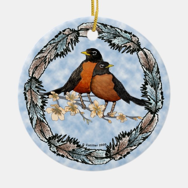 ornamento de ramas de Robin (Frente)