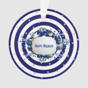 Ornamento de rayas azules de los navidades