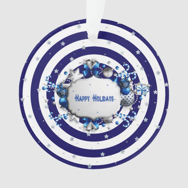Ornamento de rayas azules de los navidades (Anverso)
