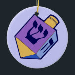 ornamento de rayas colgantes<br><div class="desc">Un adorno de dos lados para Hanukkah. Un juguete de un niño a la antigua. Un sueño de azul,  púrpura,  marina y oro. Símbolo de espiga en el lado delantero de la parte superior giratoria.</div>