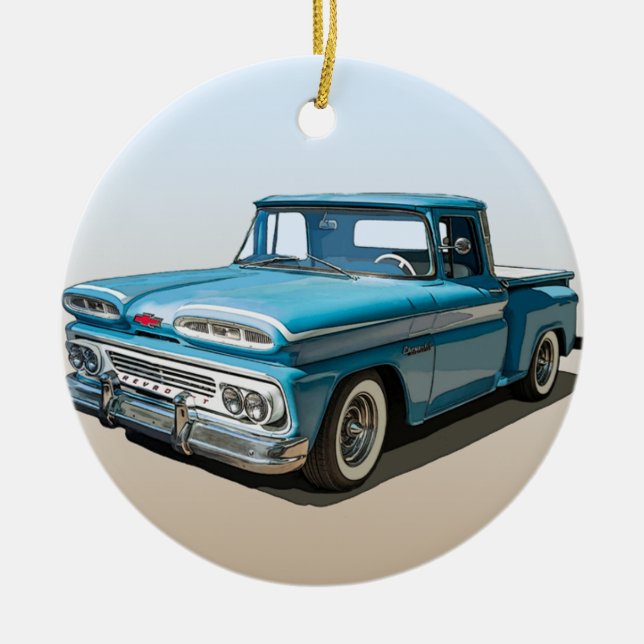 Ornamento de recolección de chevy azul 1960 (Frente)