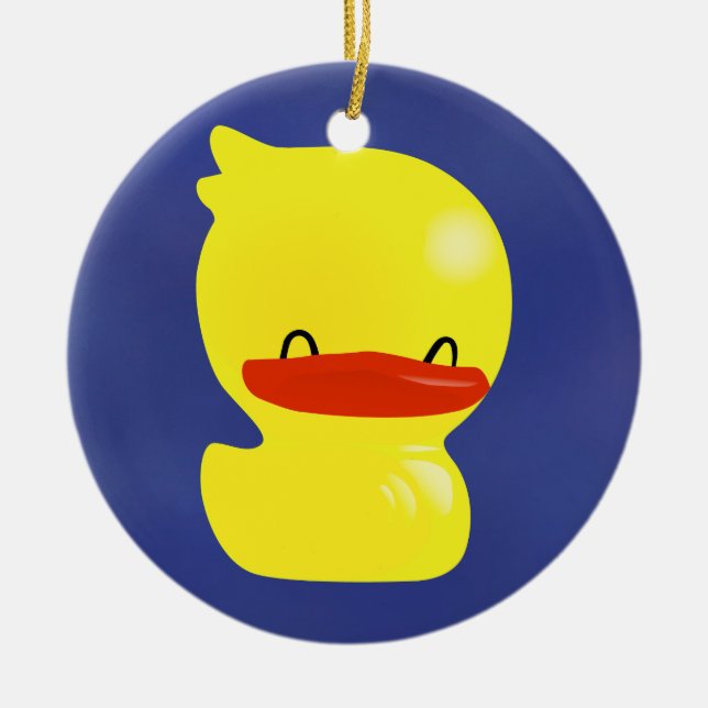 Ornamento de redondeo de ducky Super Cute (Frente)