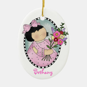Ornamento de regalo de chica de flores