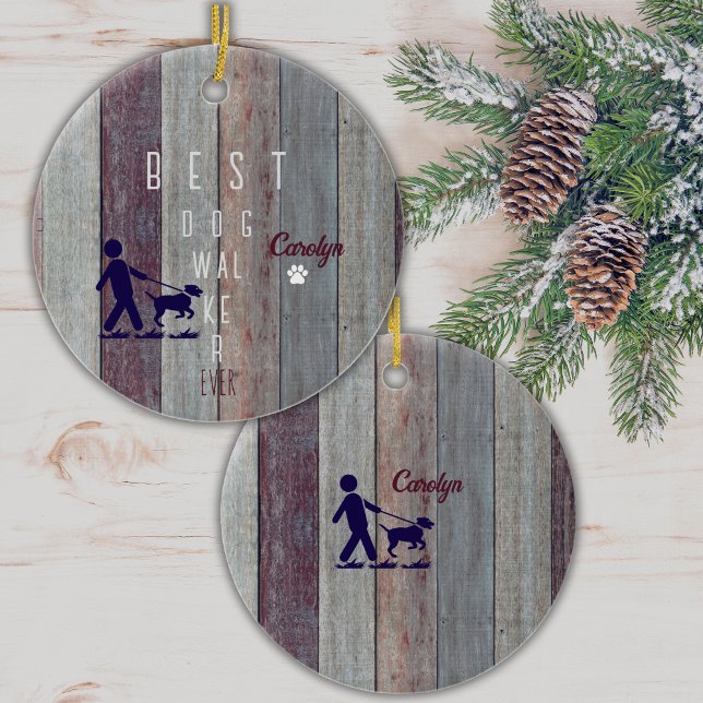 Ornamento de regalo de los mejores Navidades de la (Show your Favorite Dog Walker how thankful you are for their hard work, with this custom ornament!)