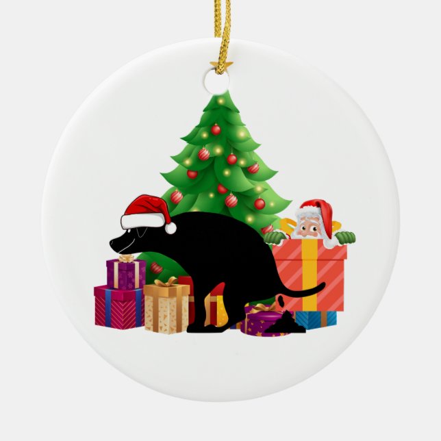 Ornamento de regalo de Navidades de perro (Frente)
