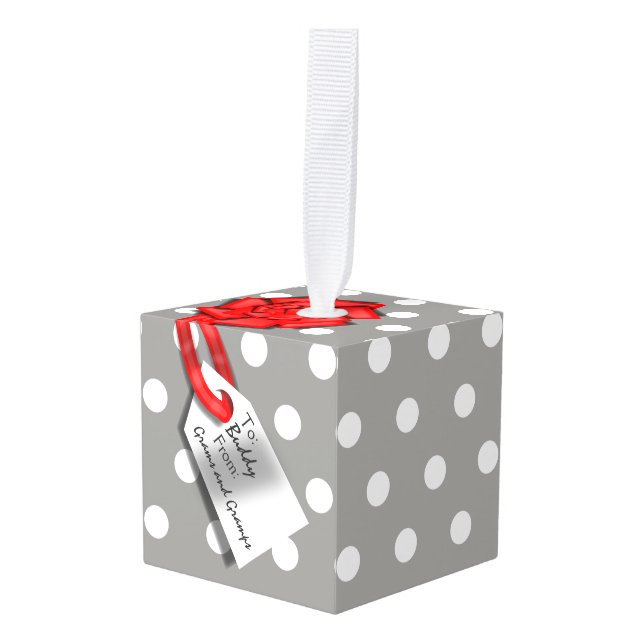 Ornamento de regalo para Navidades de mensajes de  (Anverso en perspectiva)