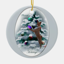 Ornamento de regalos de los Navidades de Basenji