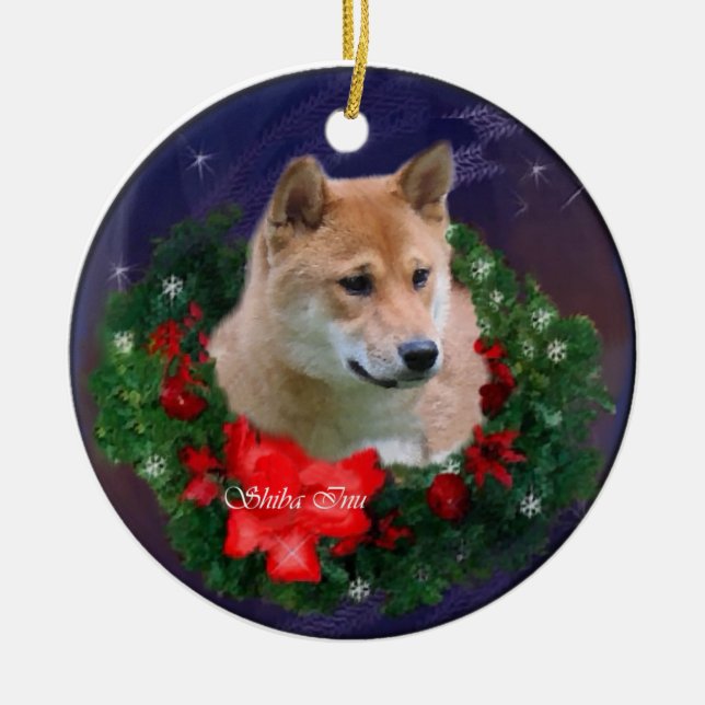 Ornamento de regalos de los Navidades Inu de Shiba (Frente)