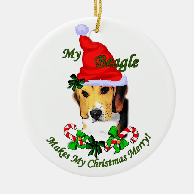 Ornamento de regalos de Navidades Beagle (Frente)