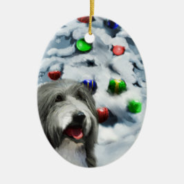 Ornamento de regalos de Navidades Collie con barba