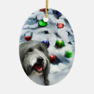 Ornamento de regalos de Navidades Collie con barba