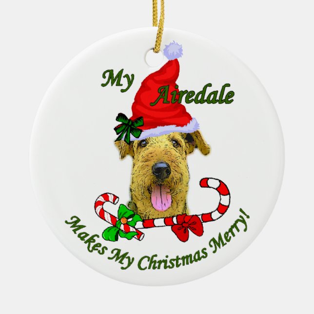 Ornamento de regalos de Navidades de Airedale Terr (Frente)