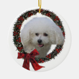Ornamento de regalos de Navidades de Bichon Frise