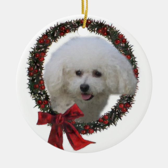 Ornamento de regalos de Navidades de Bichon Frise (Frente)