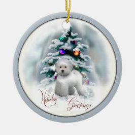 Ornamento de regalos de Navidades de Bichon Frise