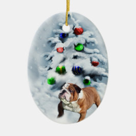 Ornamento de regalos de Navidades de Bulldog ingle