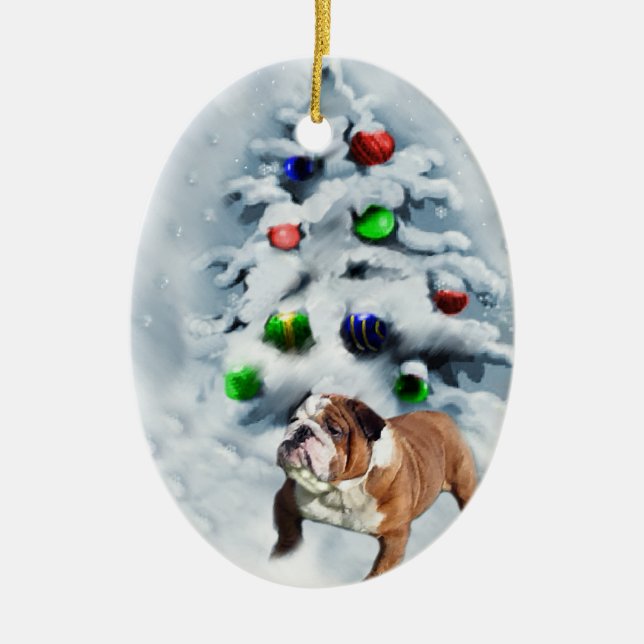 Ornamento de regalos de Navidades de Bulldog ingle (Frente)