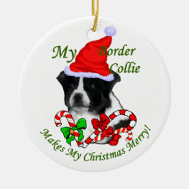 Ornamento de regalos de Navidades de Collie de bor