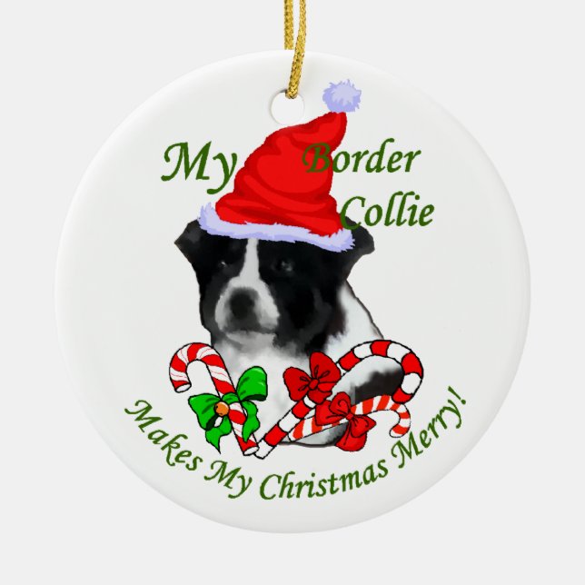 Ornamento de regalos de Navidades de Collie de bor (Frente)