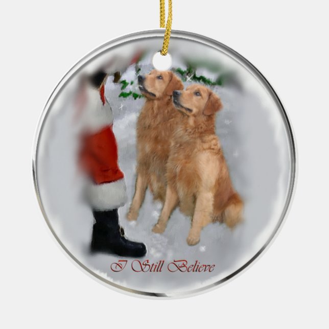 Ornamento de regalos de Navidades de Golden Retrie (Frente)