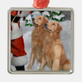 Ornamento de regalos de Navidades de Golden Retrie