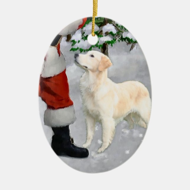 Ornamento de regalos de Navidades de Golden Retrie (Frente)