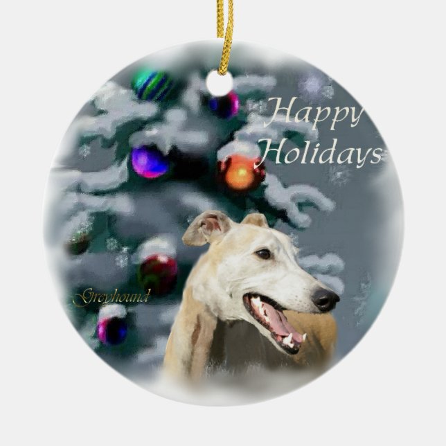 Ornamento de regalos de Navidades de Greyhound (Frente)