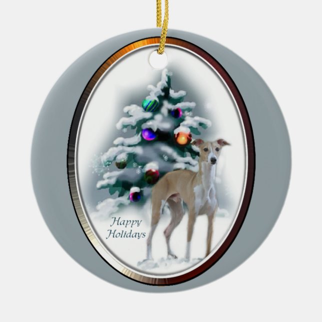 Ornamento de regalos de Navidades de Greyhound de  (Frente)
