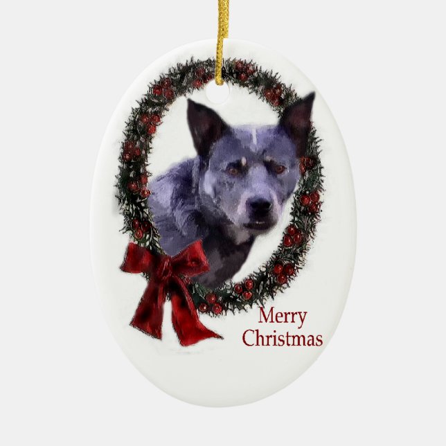 Ornamento de regalos de Navidades de perro de gana (Frente)