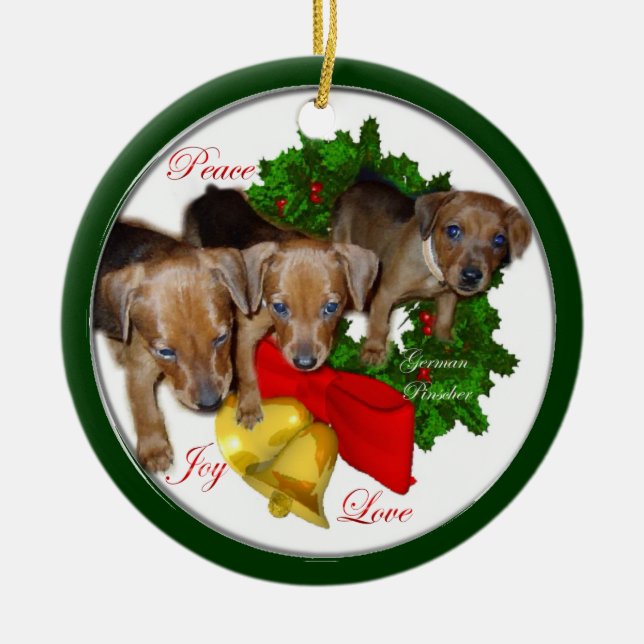 Ornamento de regalos de Navidades de Pinscher en A (Frente)